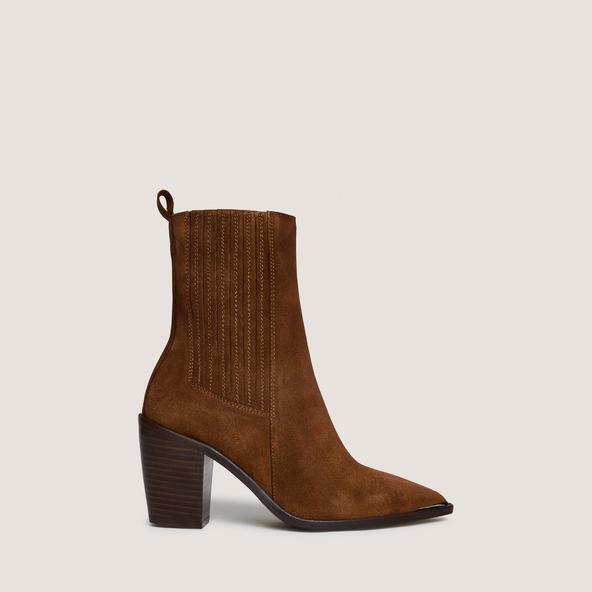 Jonak Heeled Boots With Gathers In Brown Leather BASAMA