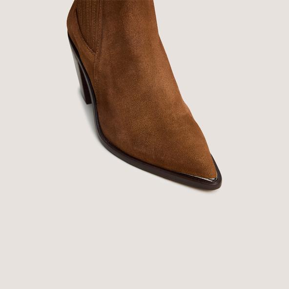 Jonak Heeled Boots With Gathers In Brown Leather BASAMA