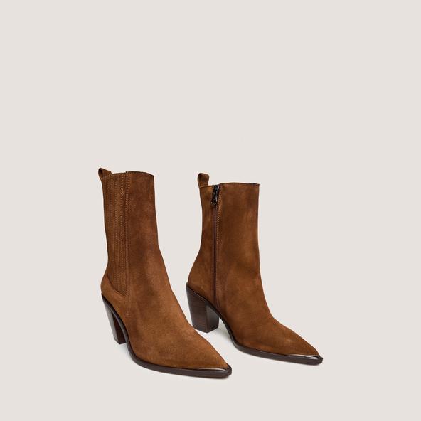 Jonak Heeled Boots With Gathers In Brown Leather BASAMA