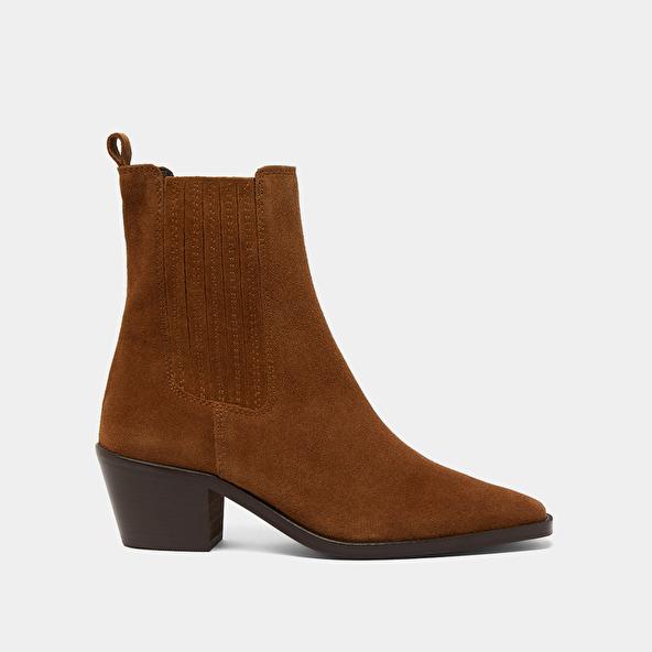 Jonak Heeled Boots With Gathers In Brown Suede BIRMAN