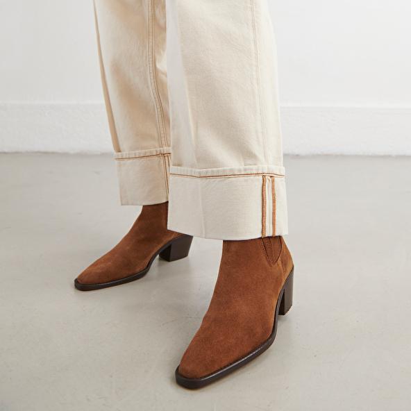Jonak Heeled Boots With Gathers In Brown Suede BIRMAN