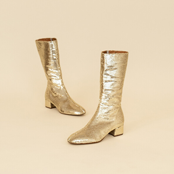Jonak Heeled Boots With Pointed Toe In Platinium Sequins DOREMI