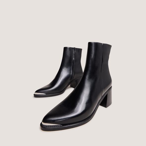 Jonak Heeled Boots With Silver Toe Cap In Black Leather DELO