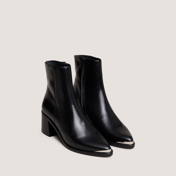 jonak Heeled boots with silver toe cap in black leather DELO