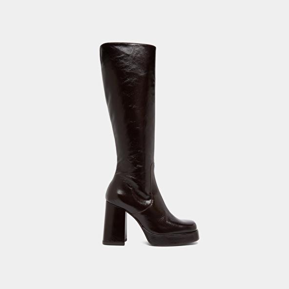 Jonak Heeled Boots With Square-toe In Dark Brown Shiny Leather BRYAN