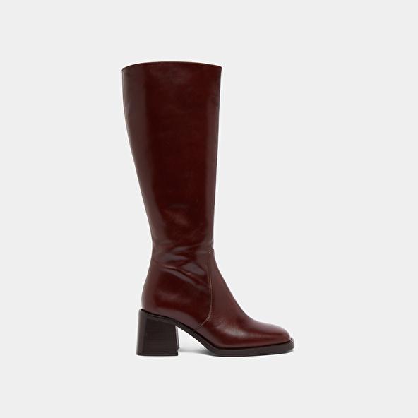 Jonak Heeled Boots With Squared Toes In Brown Leather DIOU