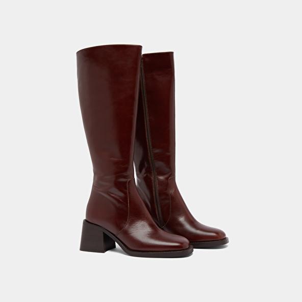 Jonak Heeled Boots With Squared Toes In Brown Leather DIOU