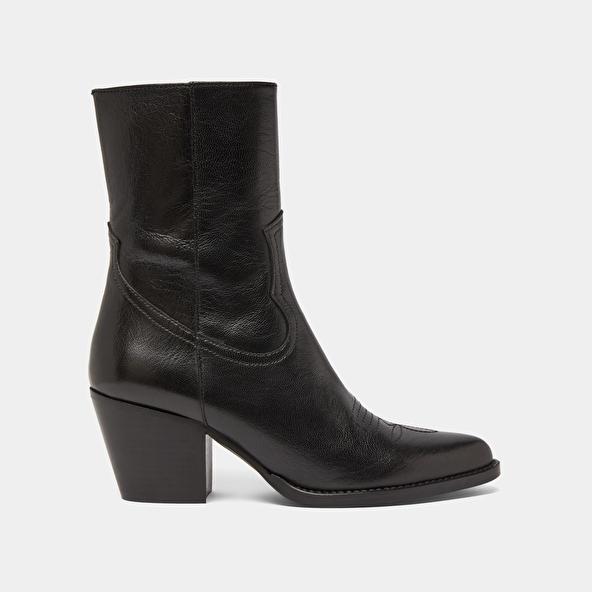 Jonak Heeled Boots With Topstitch In Black Leather DJAMENA