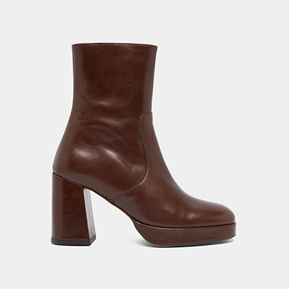 Jonak Heeled Lowboots With Square Toes En Cuir Marron Foncé VESNA