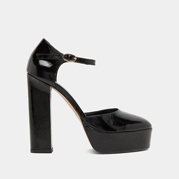 Jonak Heeled Mary Jane And Platforms In Black Glazed Leather VANCOUVER