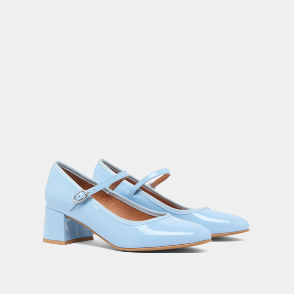 Jonak Heeled Mary Janes In Light Blue Varnish DALMATIE