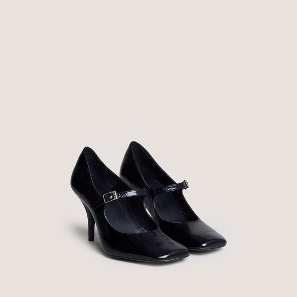 Jonak Heeled Mary Janes With Straps In Shiny Black Leather BELFORT