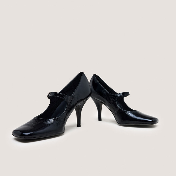 Jonak Heeled Mary Janes With Straps In Shiny Black Leather BELFORT