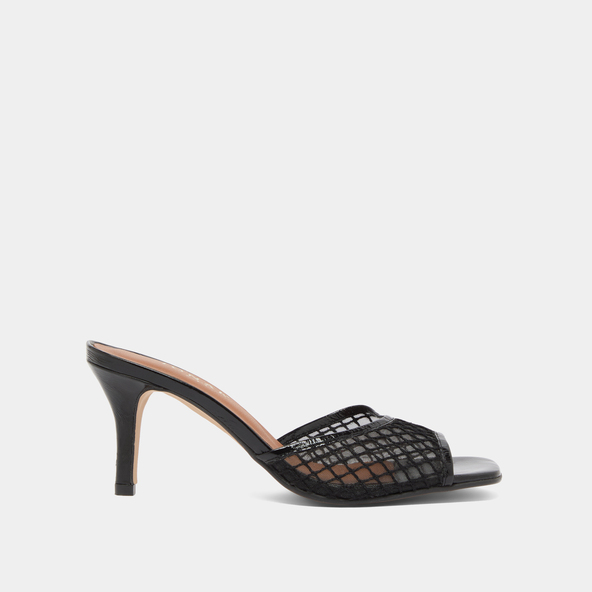 Jonak Heeled Mules In Black Shiny Leather And Black Mesh VOILE