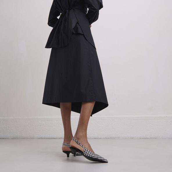 jonak Heeled pumps with adjustable buckles in black and white textile DOUALA