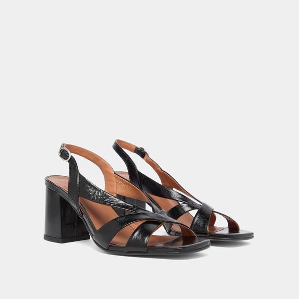 Jonak Heeled Sandals In Black Distressed Leather VANITY