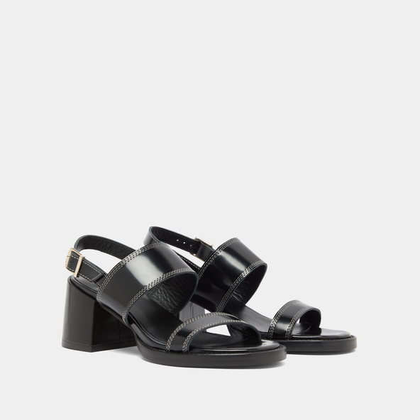 Jonak Heeled Sandals In Black Glazed Leather BLONDINE
