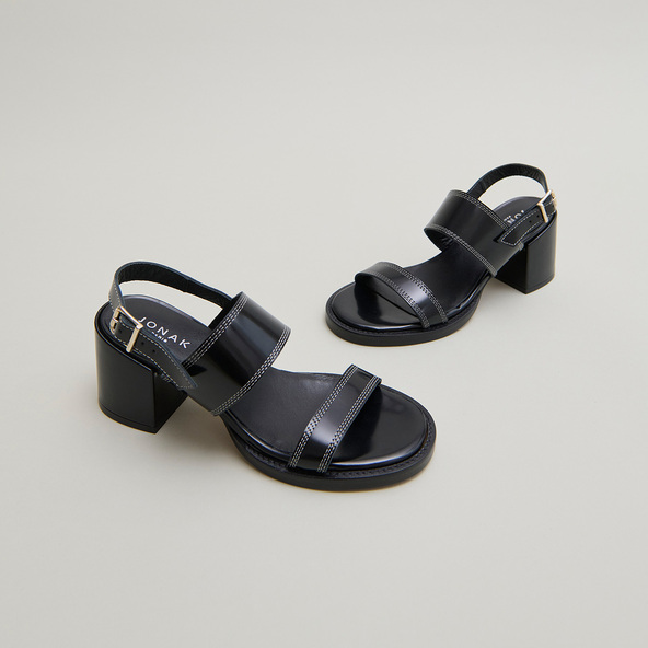 jonak Heeled sandals in black glazed leather BLONDINE