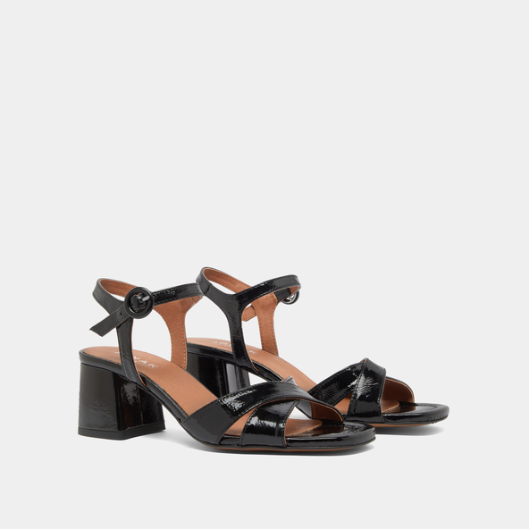 Jonak Heeled Sandals In Black Pleated Varnish BRIELLA