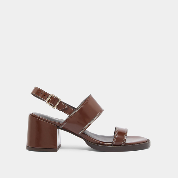 Jonak Heeled Sandals In Brown Glazed Leather BLONDINE