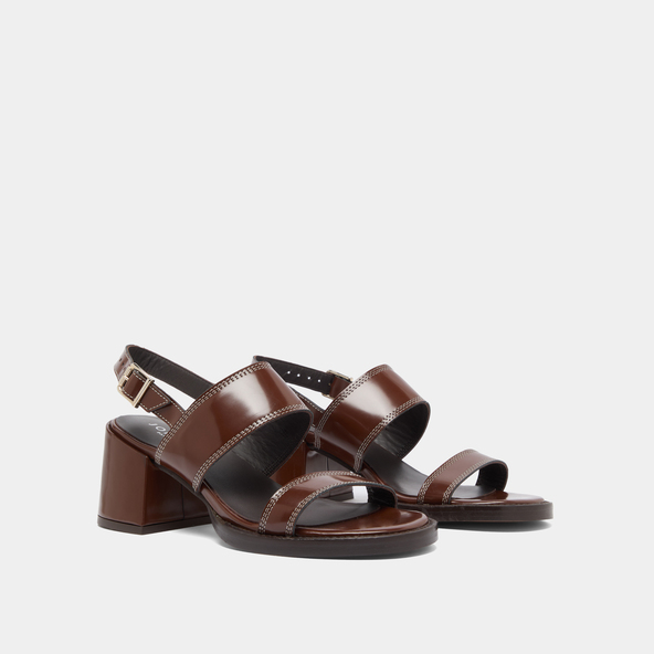 Jonak Heeled Sandals In Brown Glazed Leather BLONDINE