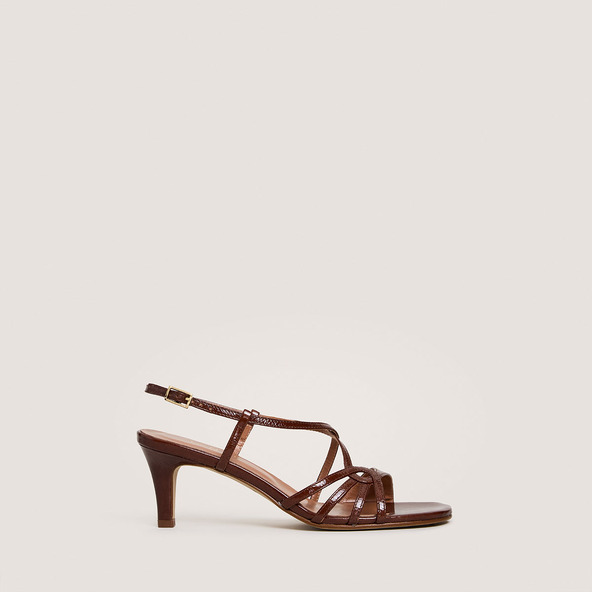 jonak Heeled sandals in brown shiny leather DISTRAITE