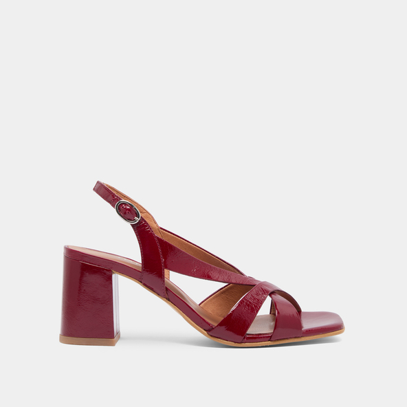 Jonak Heeled Sandals In Carmine Red Leather Shiny Leather VANITY