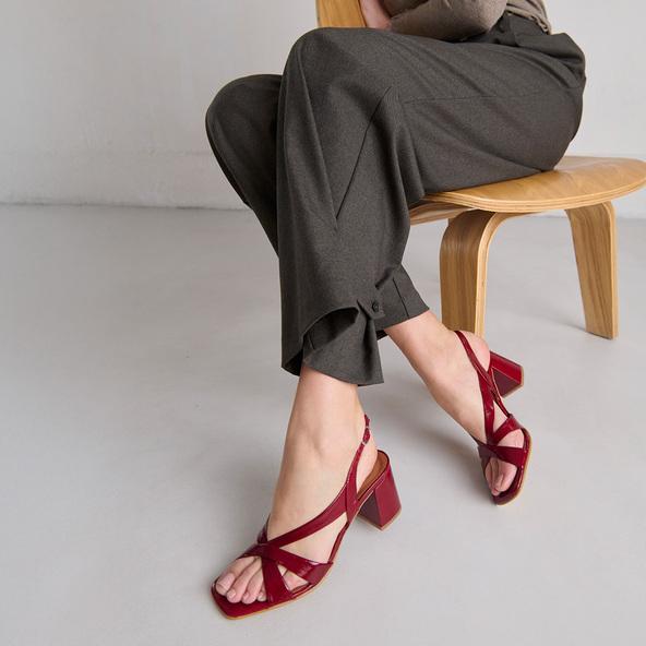 Jonak Heeled Sandals In Carmine Red Leather Shiny Leather VANITY