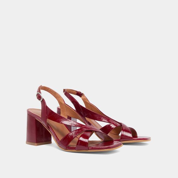 Jonak Heeled Sandals In Carmine Red Leather Shiny Leather VANITY