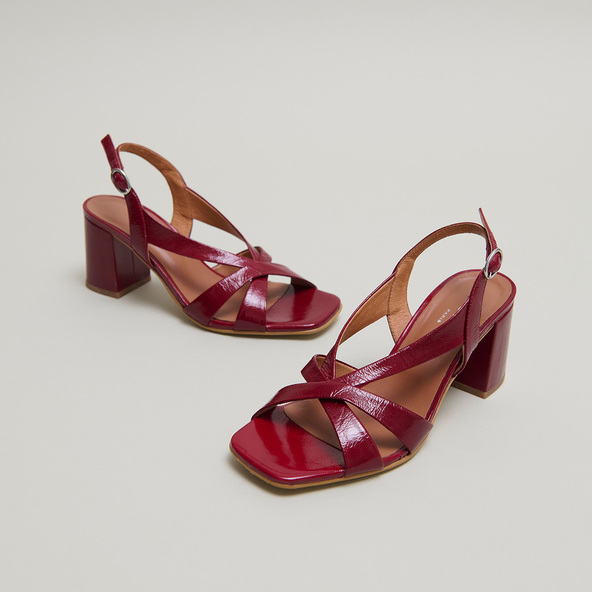 jonak Heeled sandals in carmine red leather shiny leather VANITY
