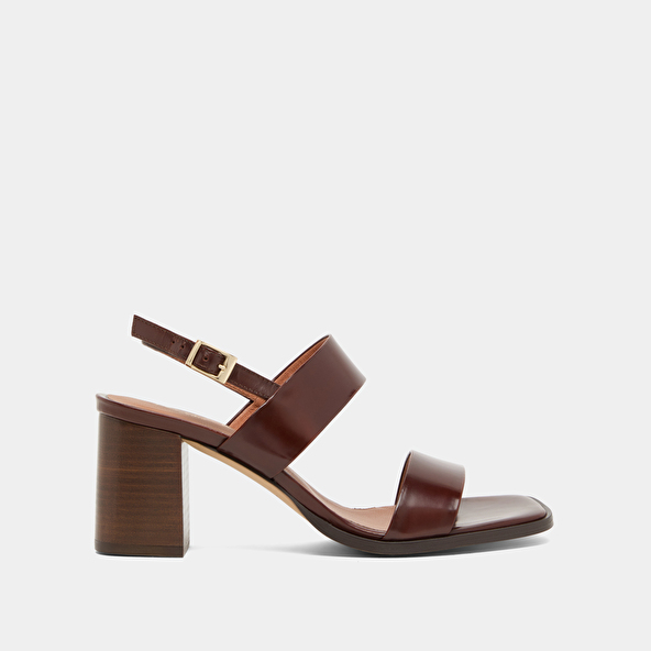 Jonak Heeled Sandals In Cognac Glazed Leather VALMONT