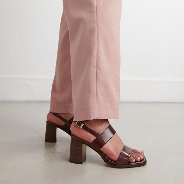 Jonak Heeled Sandals In Cognac Glazed Leather VALMONT