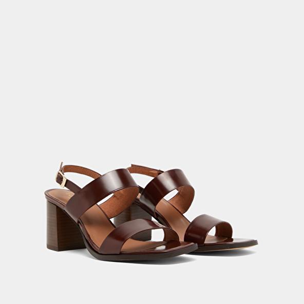 Jonak Heeled Sandals In Cognac Glazed Leather VALMONT