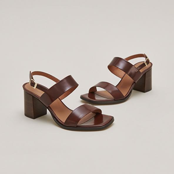 jonak Heeled sandals in cognac glazed leather VALMONT