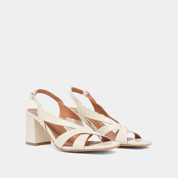 Jonak Heeled Sandals In Ecru Distressed Leather VANITY