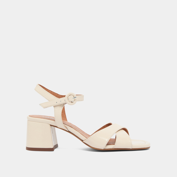 Jonak Heeled Sandals In Ecru Pleated Varnish BRIELLA