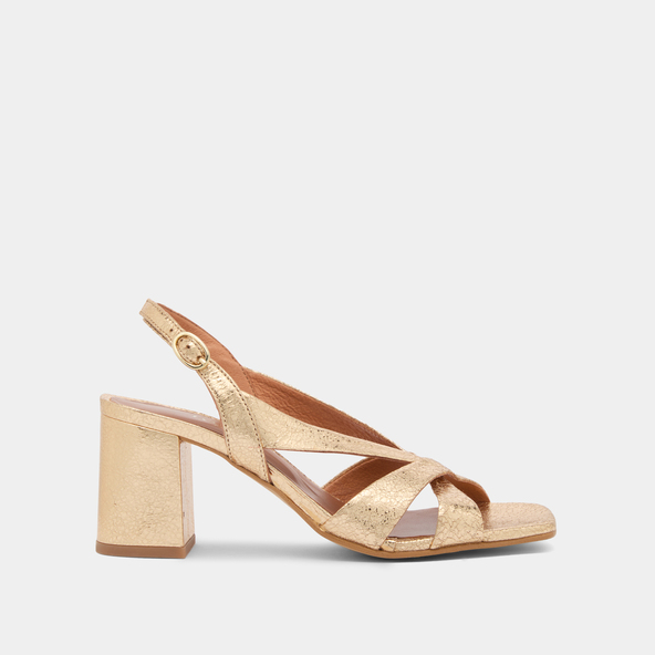 Jonak Heeled Sandals In Gold Cracked Leather VANITY