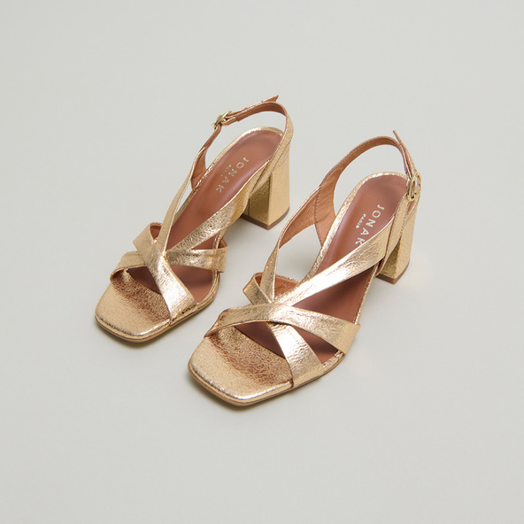 Jonak Heeled Sandals In Gold Cracked Leather VANITY