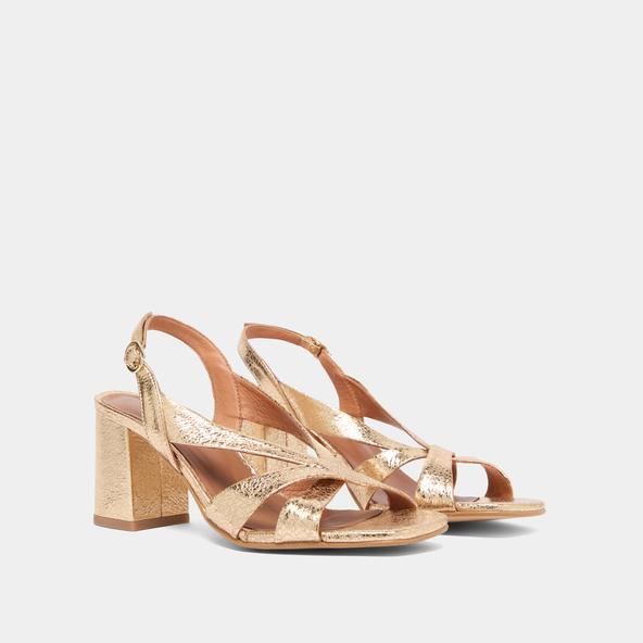Jonak Heeled Sandals In Gold Cracked Leather VANITY