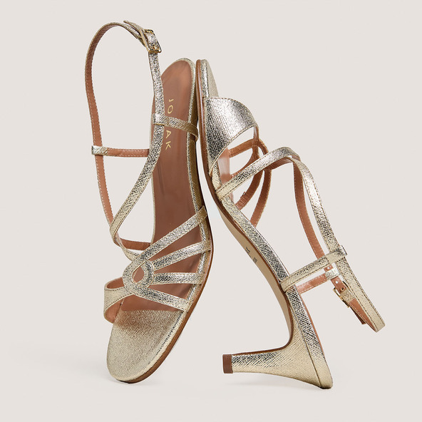 Jonak Heeled Sandals In Platinum Metallic Synthetic DISTRAITE