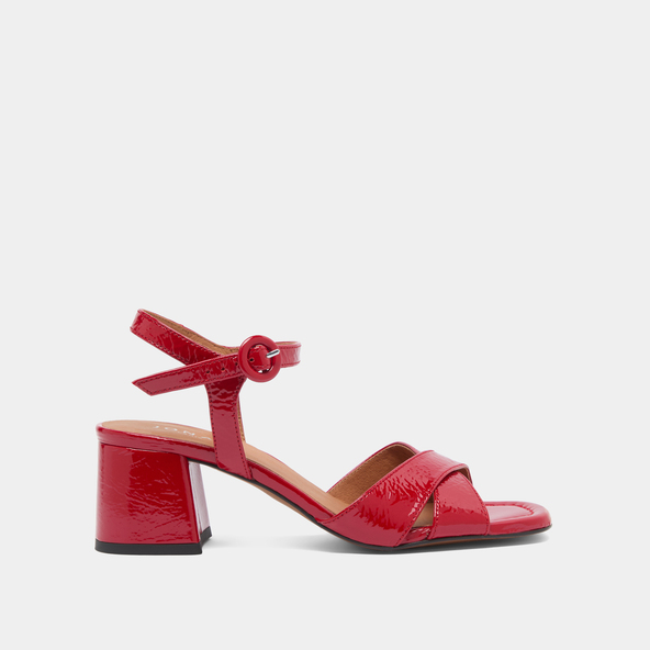 Jonak Heeled Sandals In Red Pleated Varnish BRIELLA