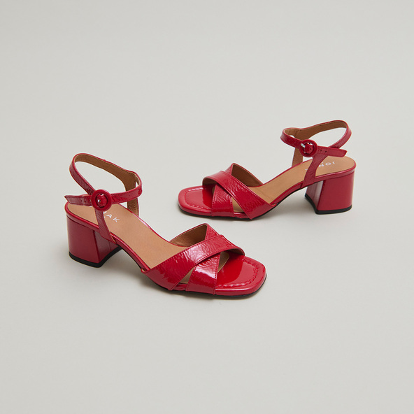 jonak Heeled sandals in red pleated varnish BRIELLA
