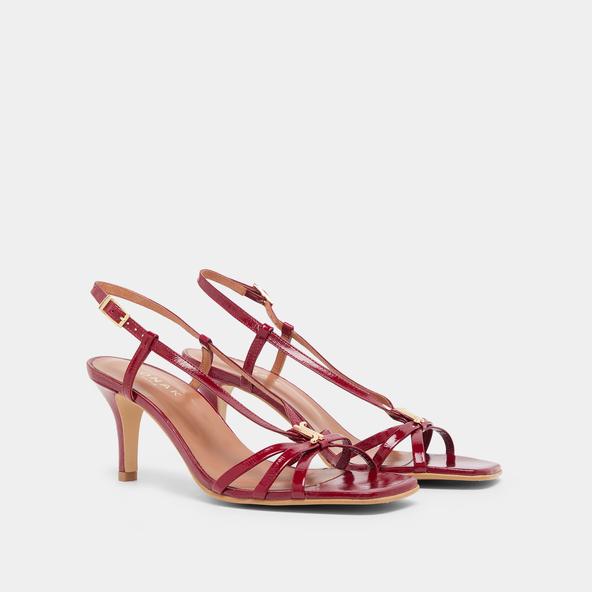Jonak Heeled Sandals With Monograms In Red Carmine Shiny Leather VOMA