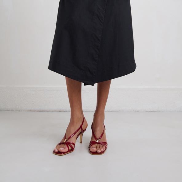 jonak Heeled sandals with monograms in red carmine shiny leather VOMA