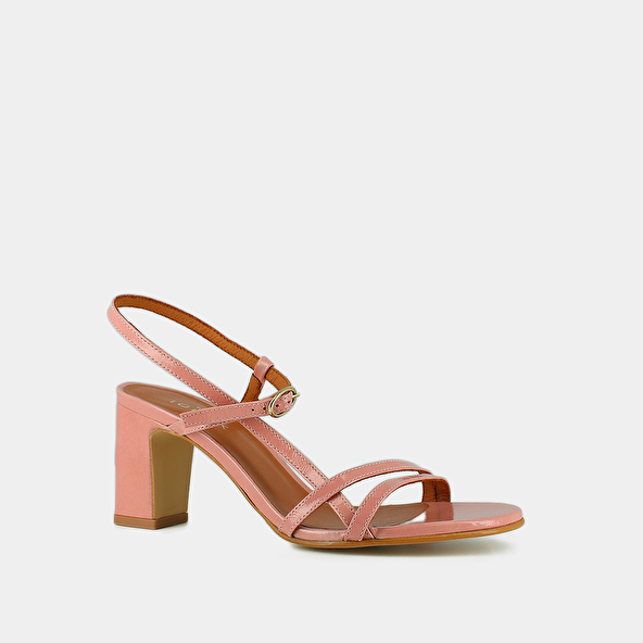Jonak Heeled Sandals With Straps In Pink Pleated Patent VICOMTE
