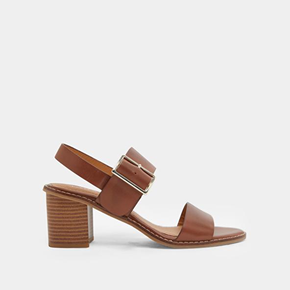 Jonak Heeled Sandals With Thick Straps In Cognac Leather ACRE