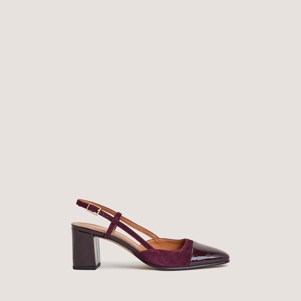 Jonak Heeled Slingbacks In Burgundy Patent Leather And Velvet DHAPOP