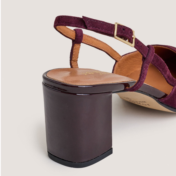 Jonak Heeled Slingbacks In Burgundy Patent Leather And Velvet DHAPOP