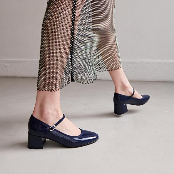 Jonak Heeled Slippers In Blue Patent Leather DALMATIE