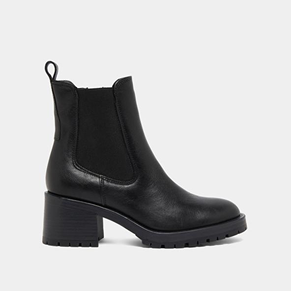 Jonak High Boots With Notched Soles In Black Grained Leather CECILE